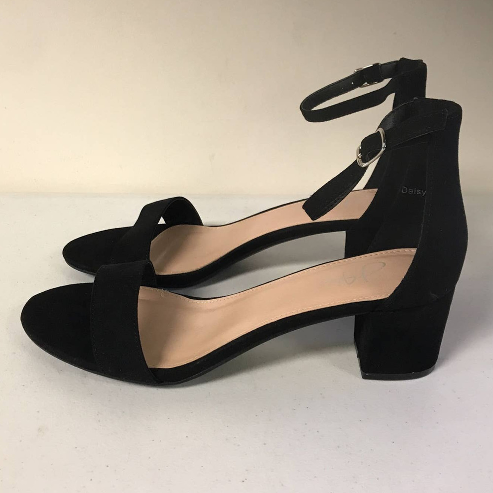 J. Adams Daisy Womens Size 8.5 Ankle Strap Low Block Heels, Black - Picture 3 of 6